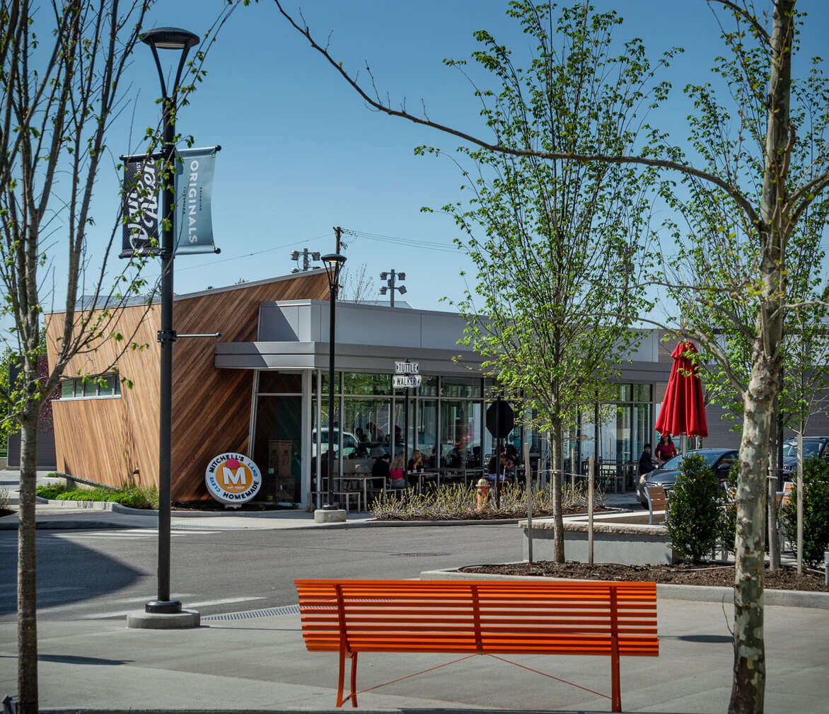 View of the Mitchell's Ice Cream at the Van Aken District and some site context.