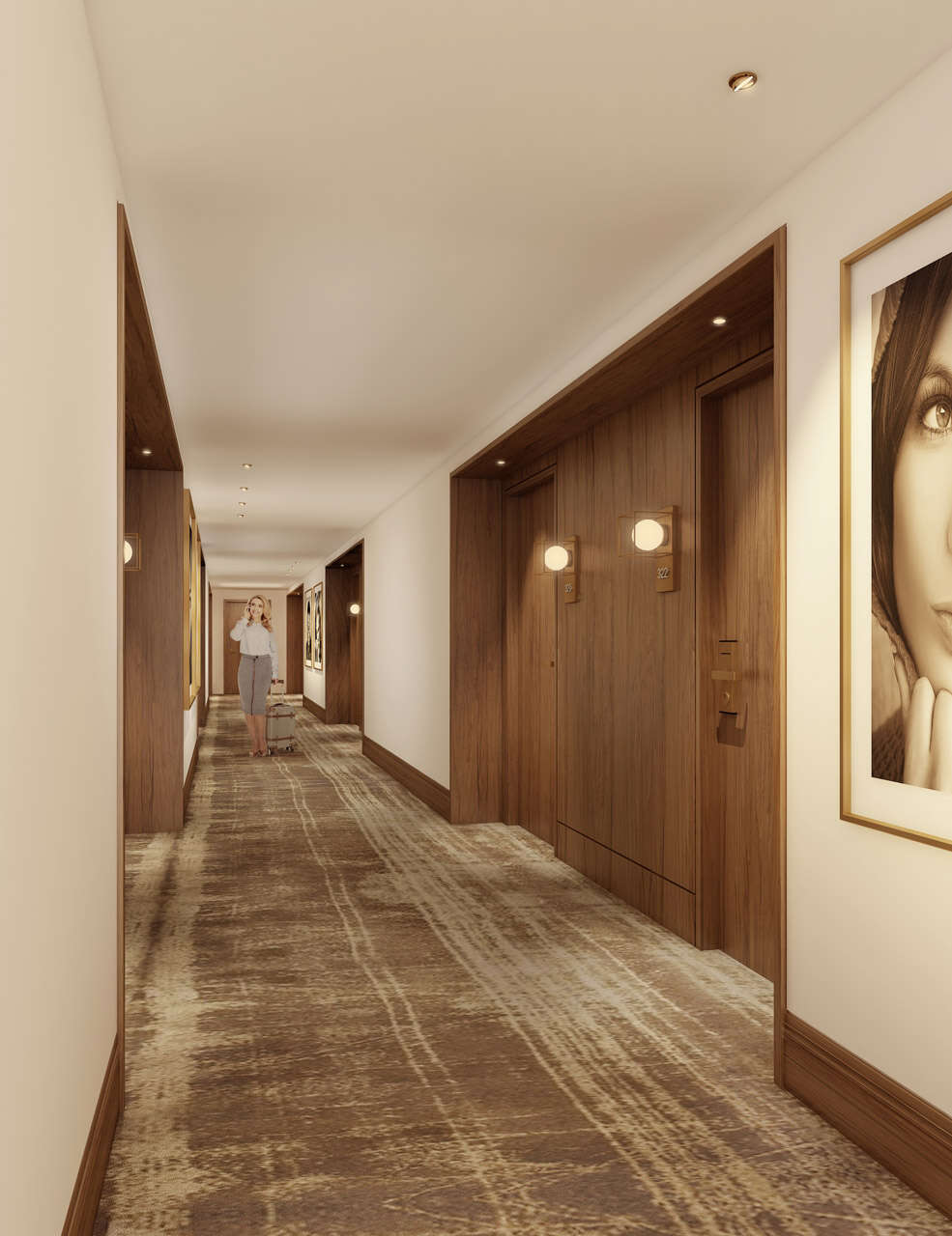 Rendering of a corridor at the Martin House