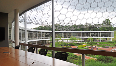 A conference room and geodesic dome at ASM International.