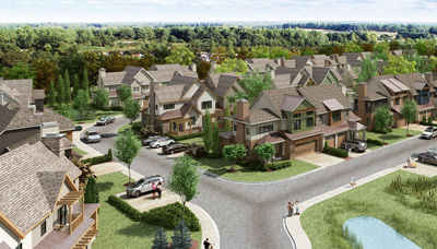 Rendering of townhomes at Edgewood Trace.