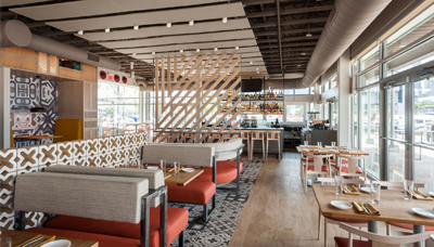 The interior of Nuevo Modern Mexican in Cleveland, Ohio.