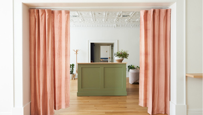 The interior of the Beauty Shoppe coworking space in Cleveland, Ohio.